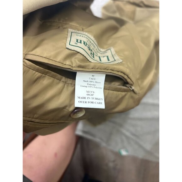 L.L. Bean Suit Jacket Men's Size 44 Single Breasted Lined Inner Pockets Beige - Picture 6 of 7